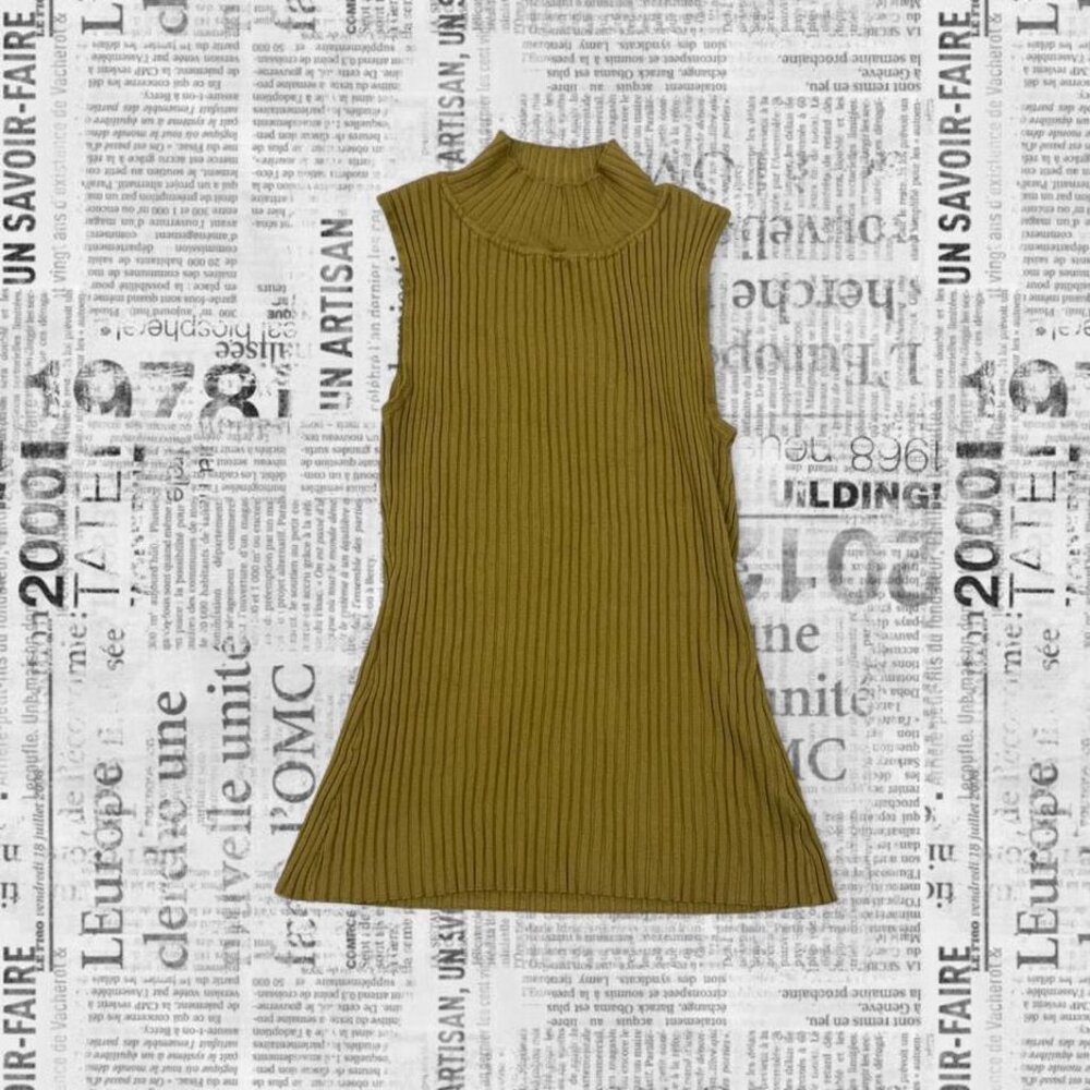 Women's Olive Green Ribbed Mock Neck Top